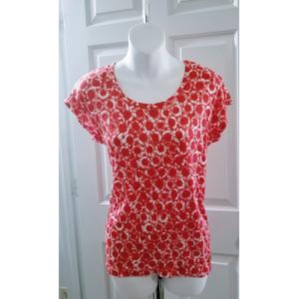MICHAEL KORS XS Red White T Tee Shirt NWT Hi Low
